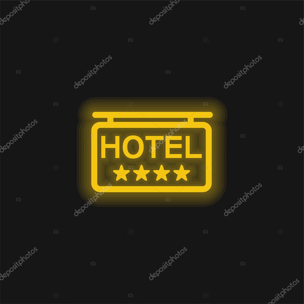 4 Stars Hotel Signal yellow glowing neon icon