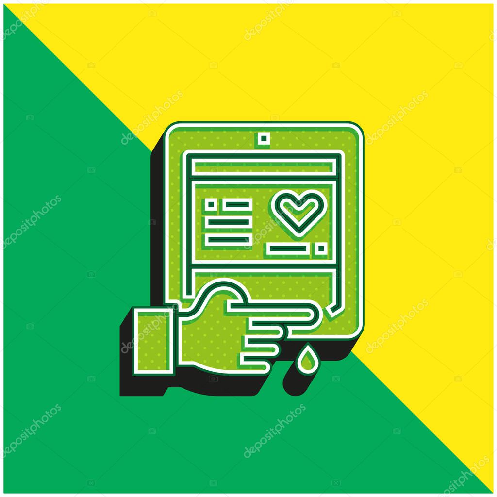 Blood Test Green and yellow modern 3d vector icon logo