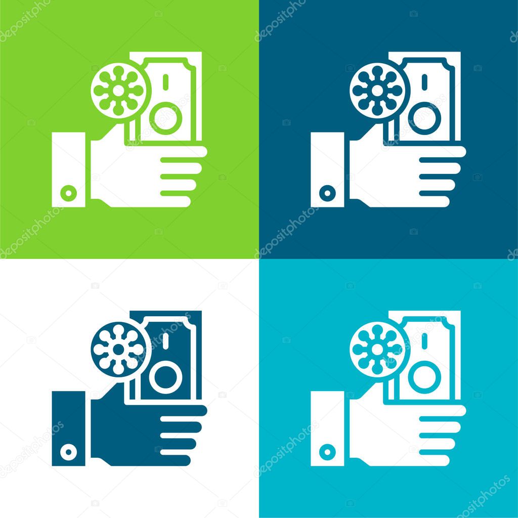 Banknote Flat four color minimal icon set