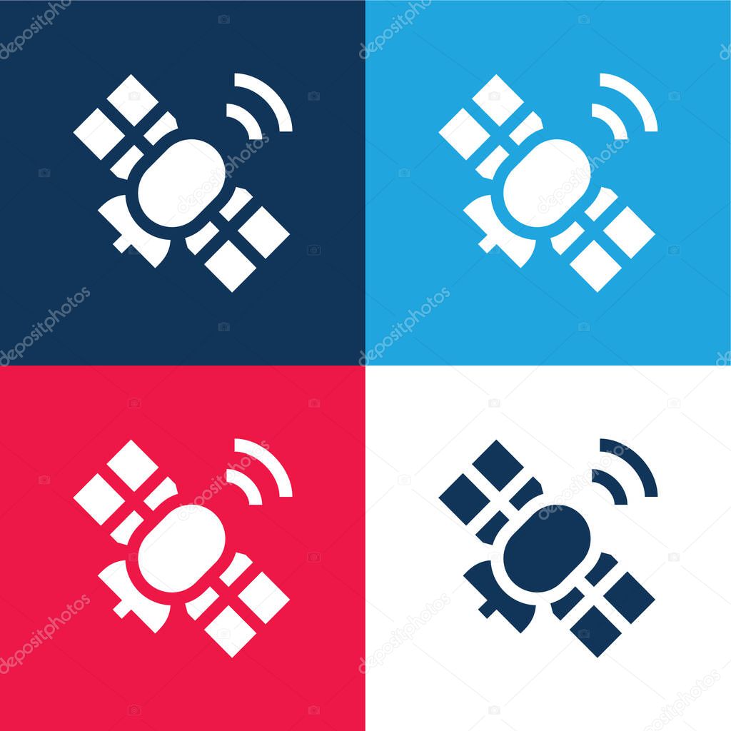 Antenna blue and red four color minimal icon set