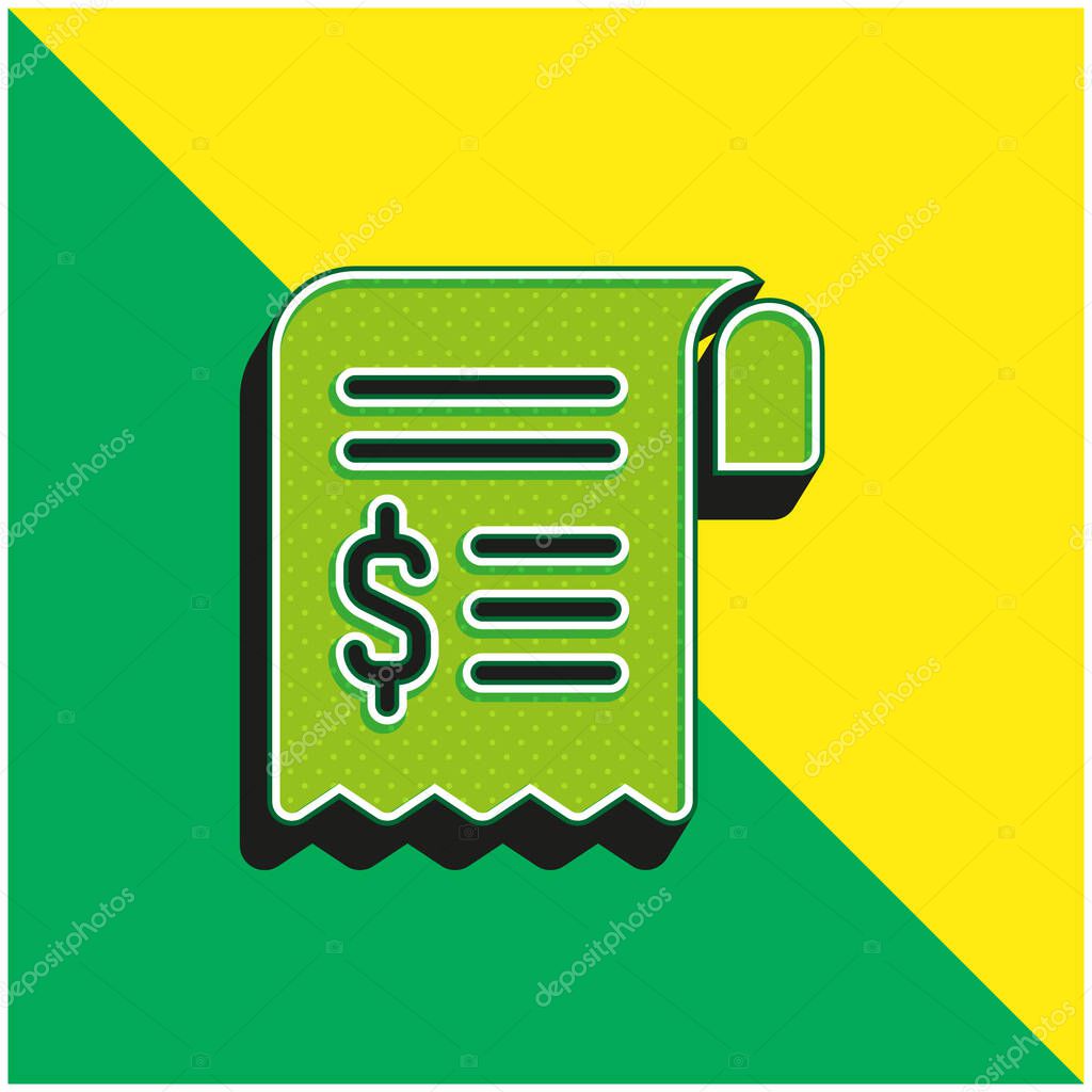 Bill Green and yellow modern 3d vector icon logo