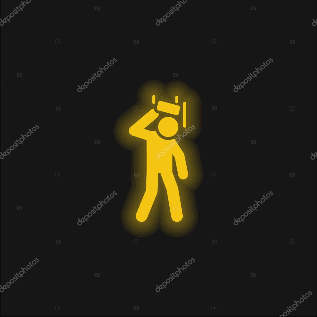 Accident yellow glowing neon icon
