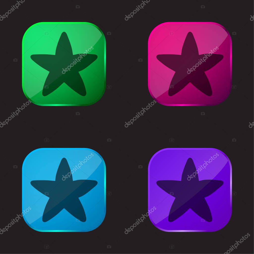 Black Rounded Star four color glass button icon