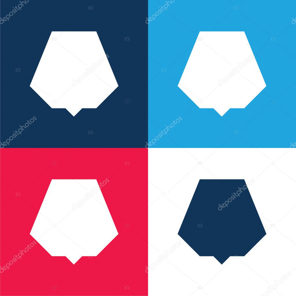 Black Nonagon blue and red four color minimal icon set