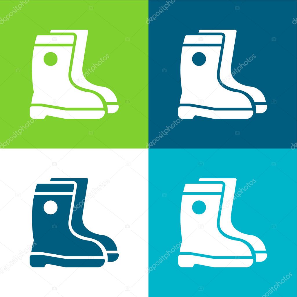 Boots Flat four color minimal icon set