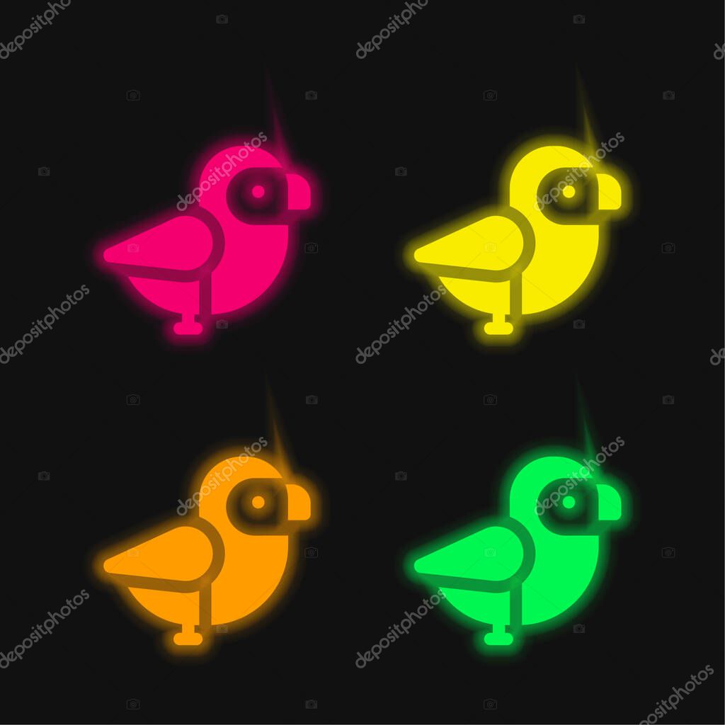 Bird four color glowing neon vector icon