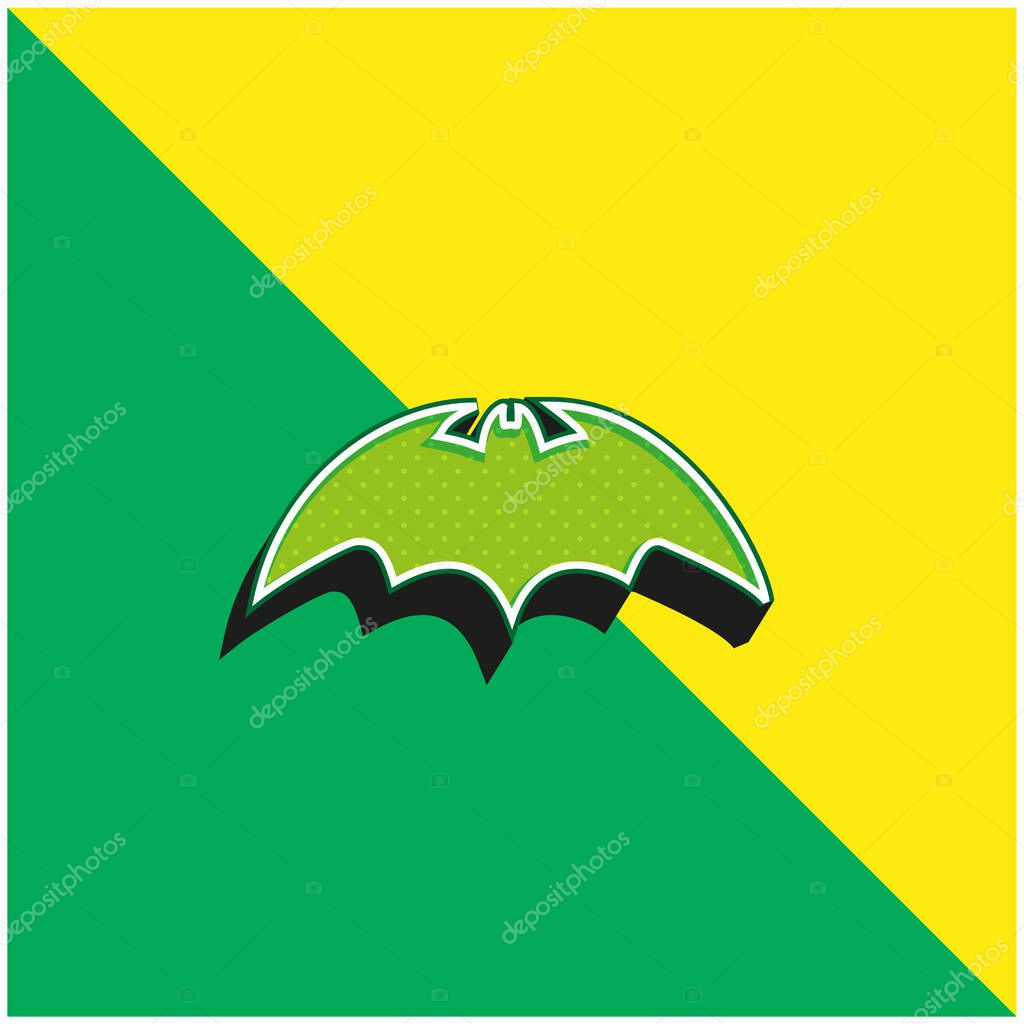 Bat With Rounded Sharp Wings Variant Green and yellow modern 3d vector icon logo