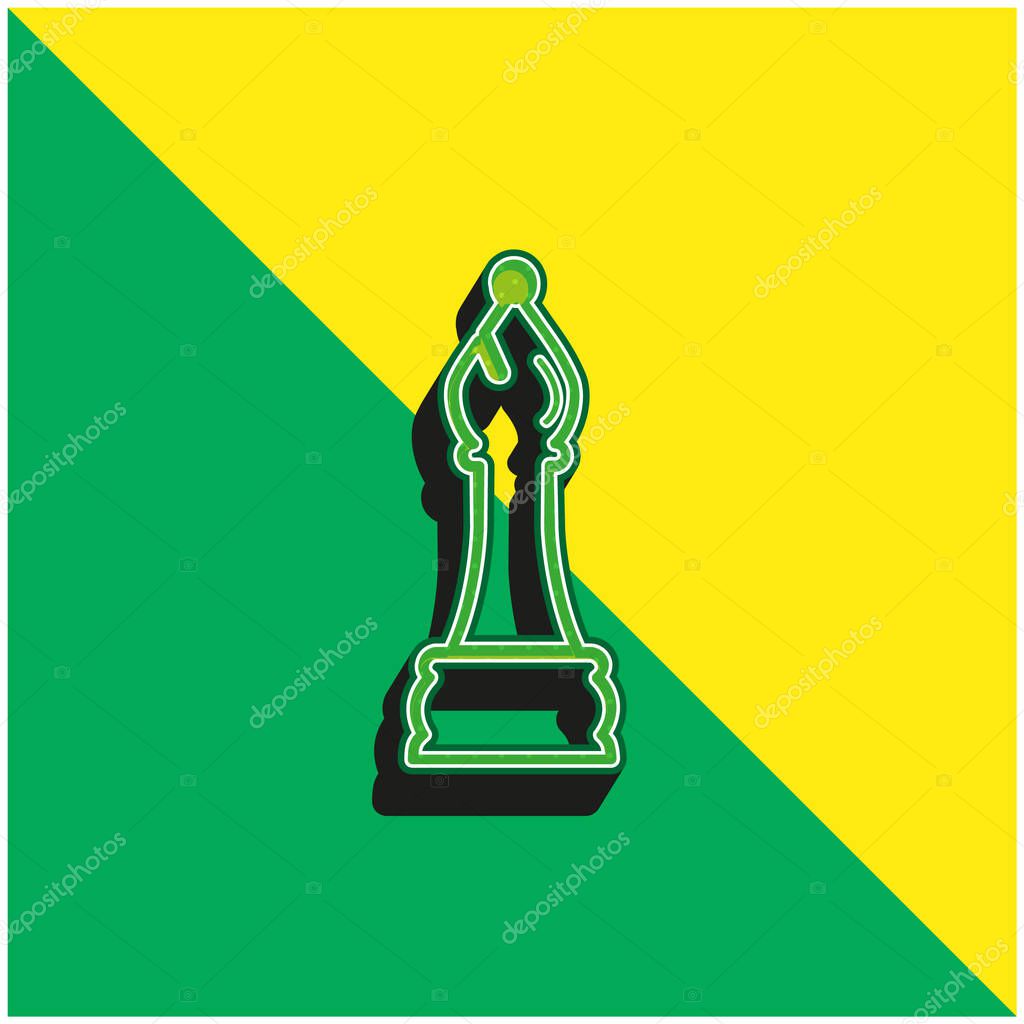 Bishop Chess Piece Outline Green and yellow modern 3d vector icon logo