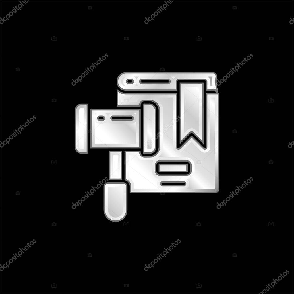 Auction silver plated metallic icon