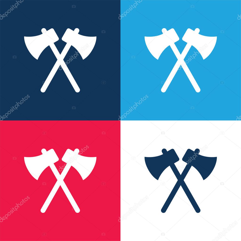 Axes blue and red four color minimal icon set