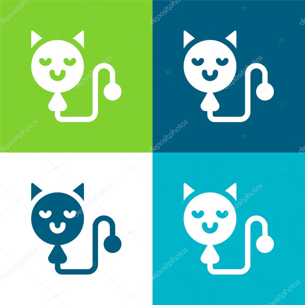 Balloon Flat four color minimal icon set
