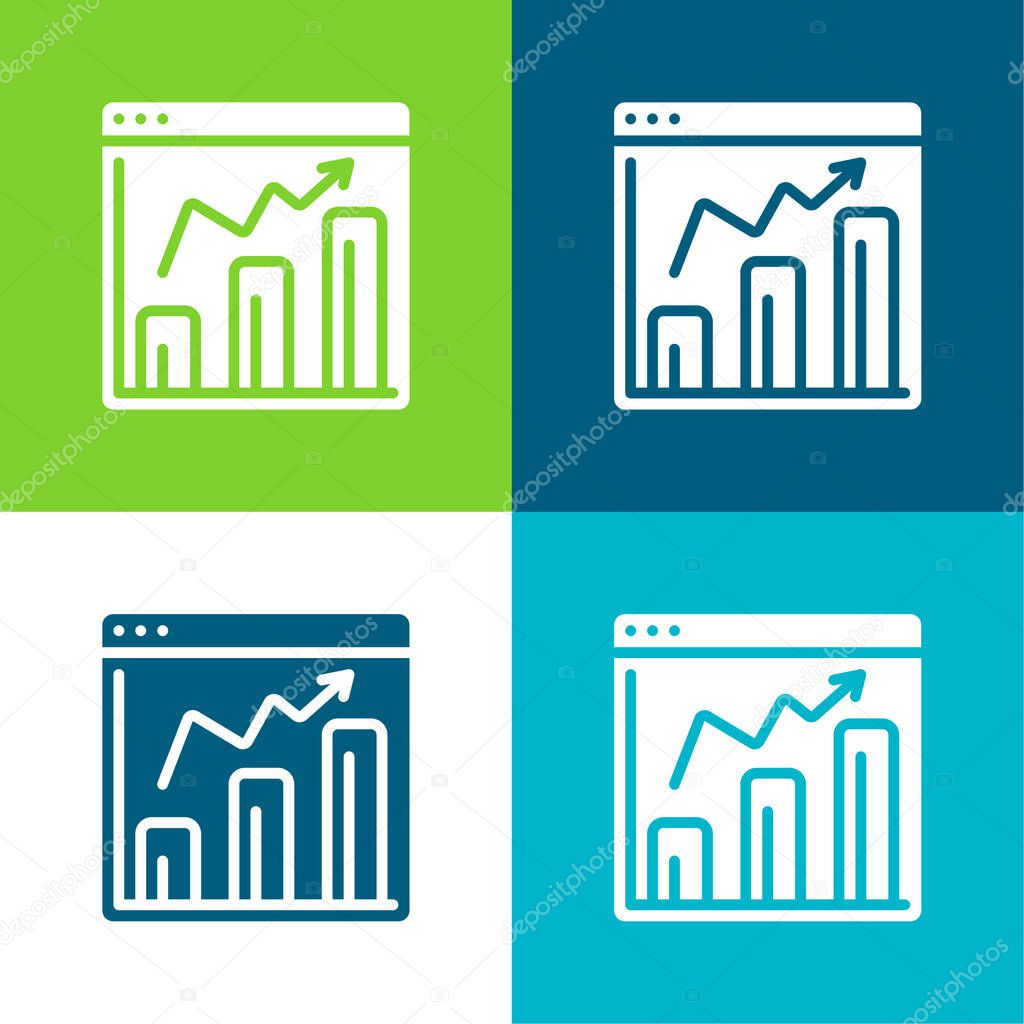 Analytics Flat four color minimal icon set