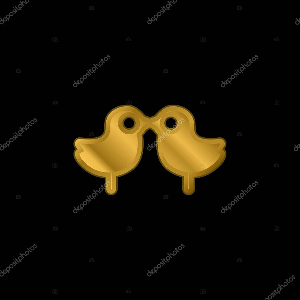 Birds gold plated metalic icon or logo vector