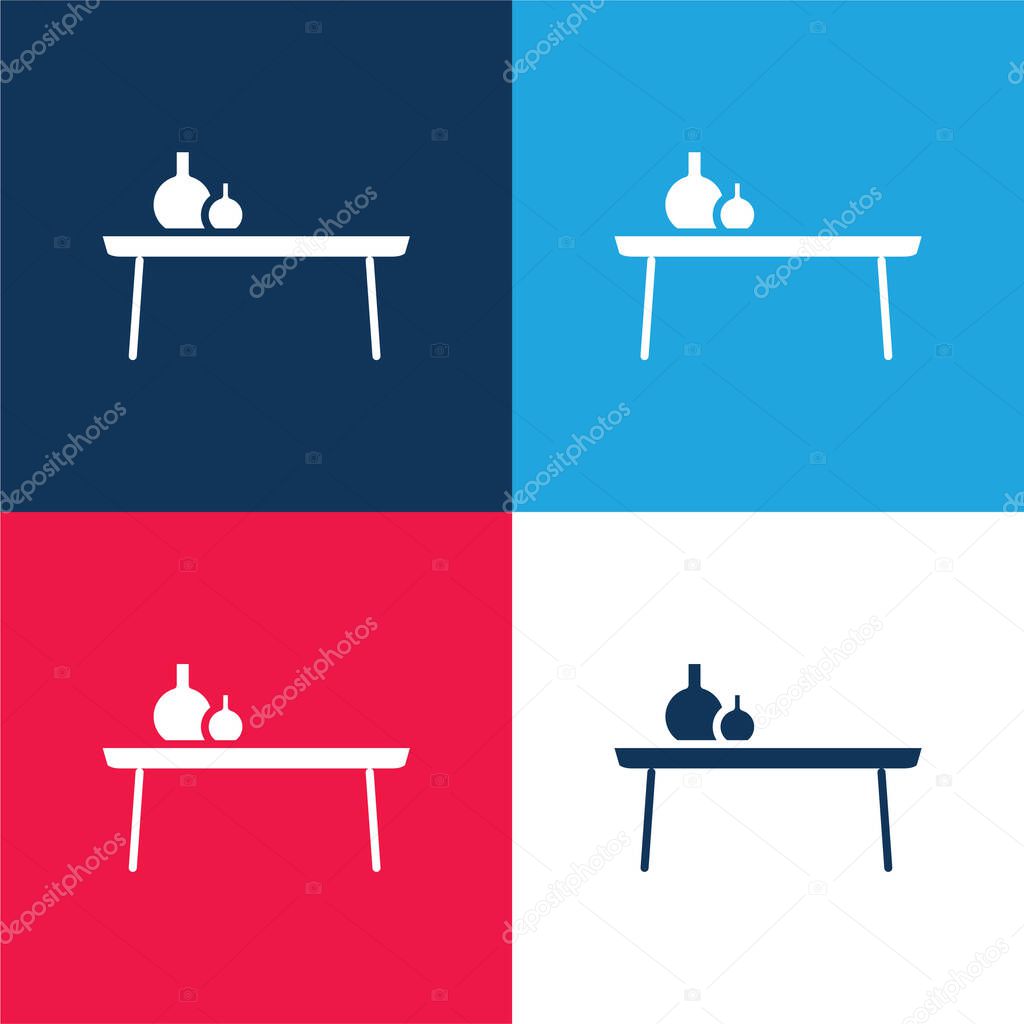 Bedside Table blue and red four color minimal icon set