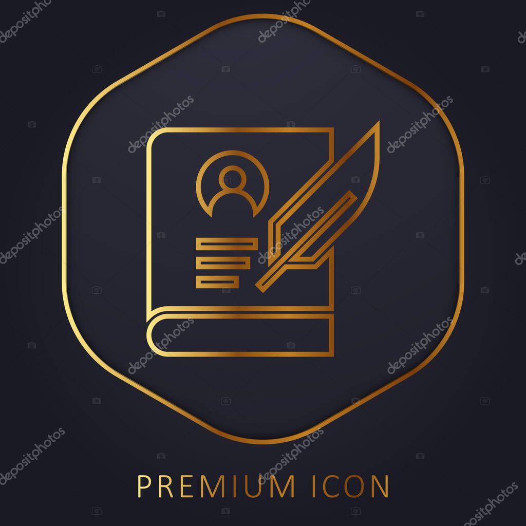 Biography golden line premium logo or icon