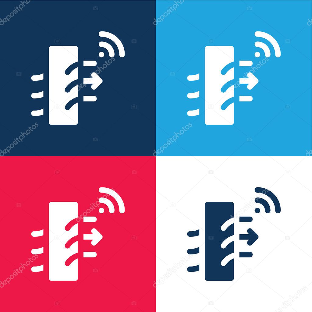 Air Purifier blue and red four color minimal icon set