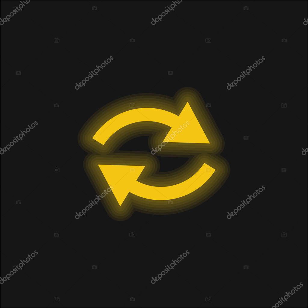 Arrows Couple yellow glowing neon icon