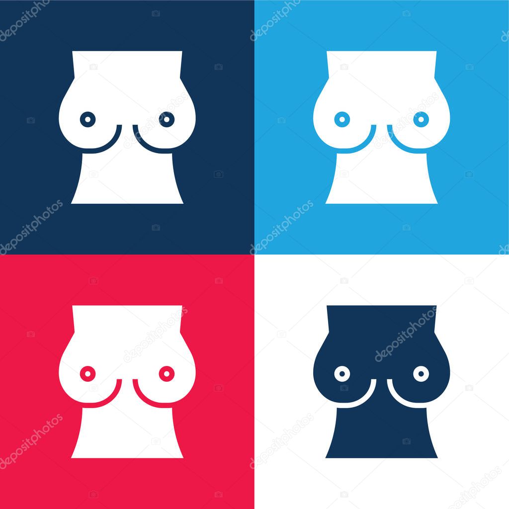 Breast blue and red four color minimal icon set