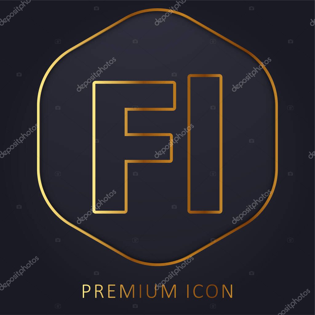 Adobe Flash Player golden line premium logo or icon