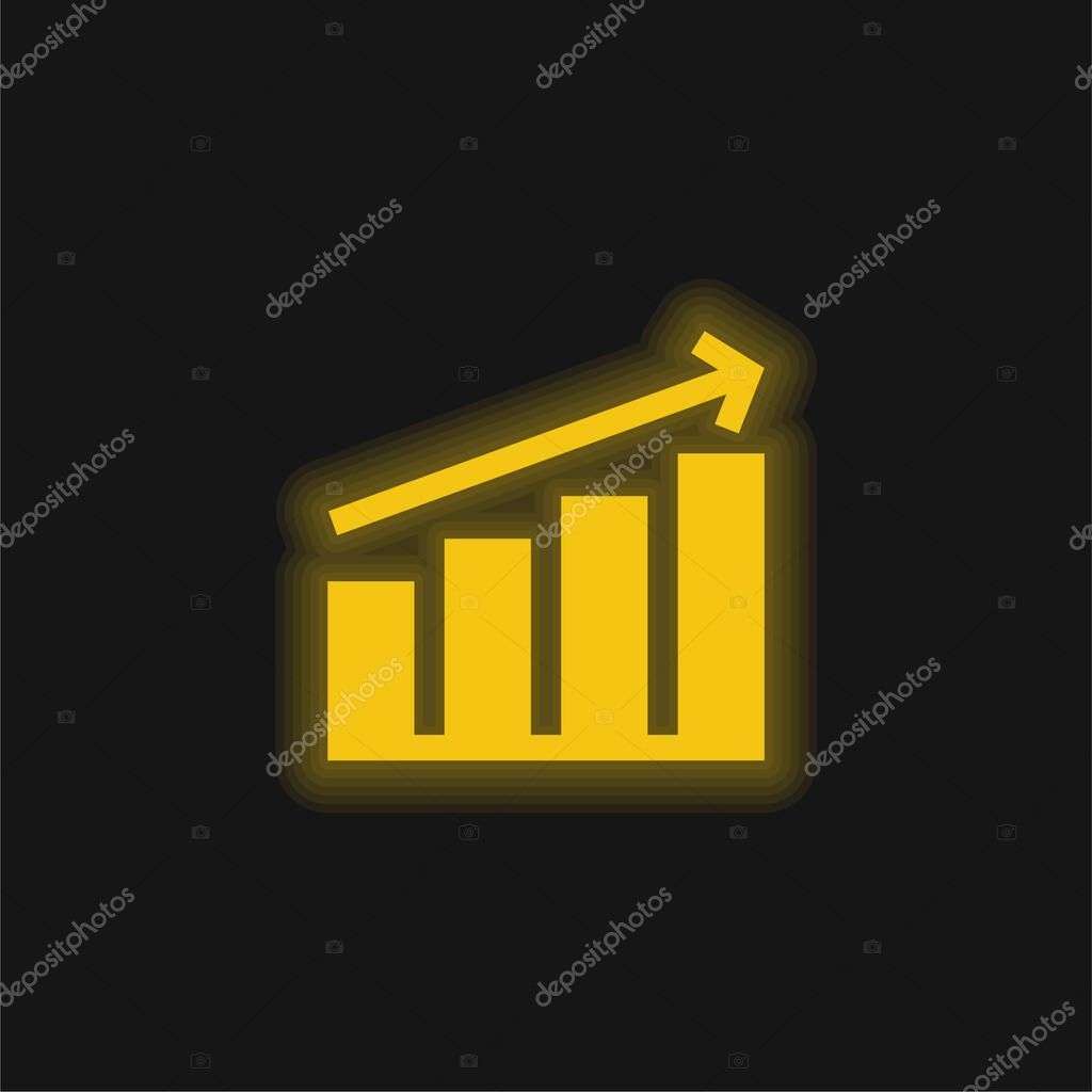 Bar Graph yellow glowing neon icon