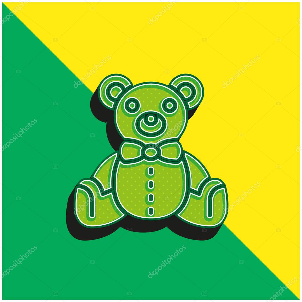 Bear Green and yellow modern 3d vector icon logo