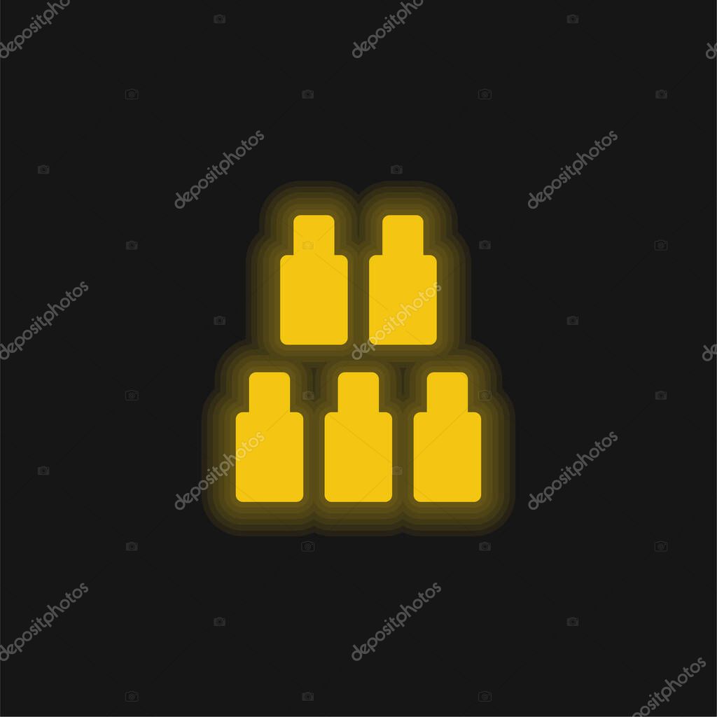Bottles Game yellow glowing neon icon