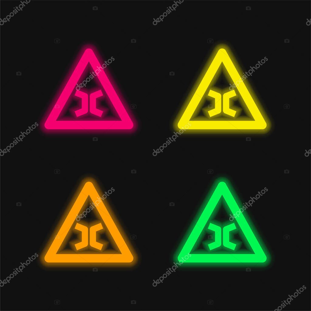 Bridge Sign four color glowing neon vector icon