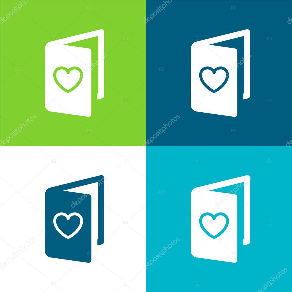 Birthday Card Flat four color minimal icon set