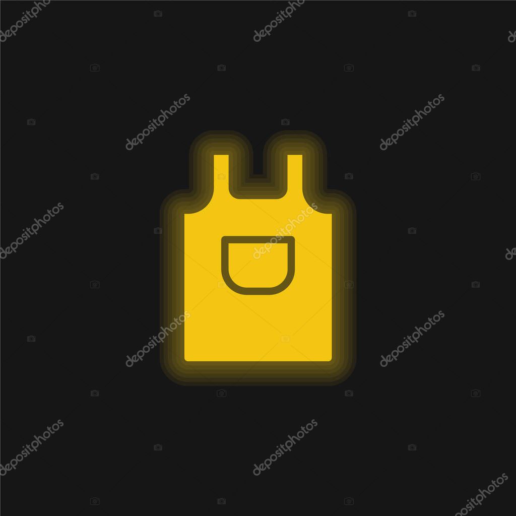 Apron yellow glowing neon icon
