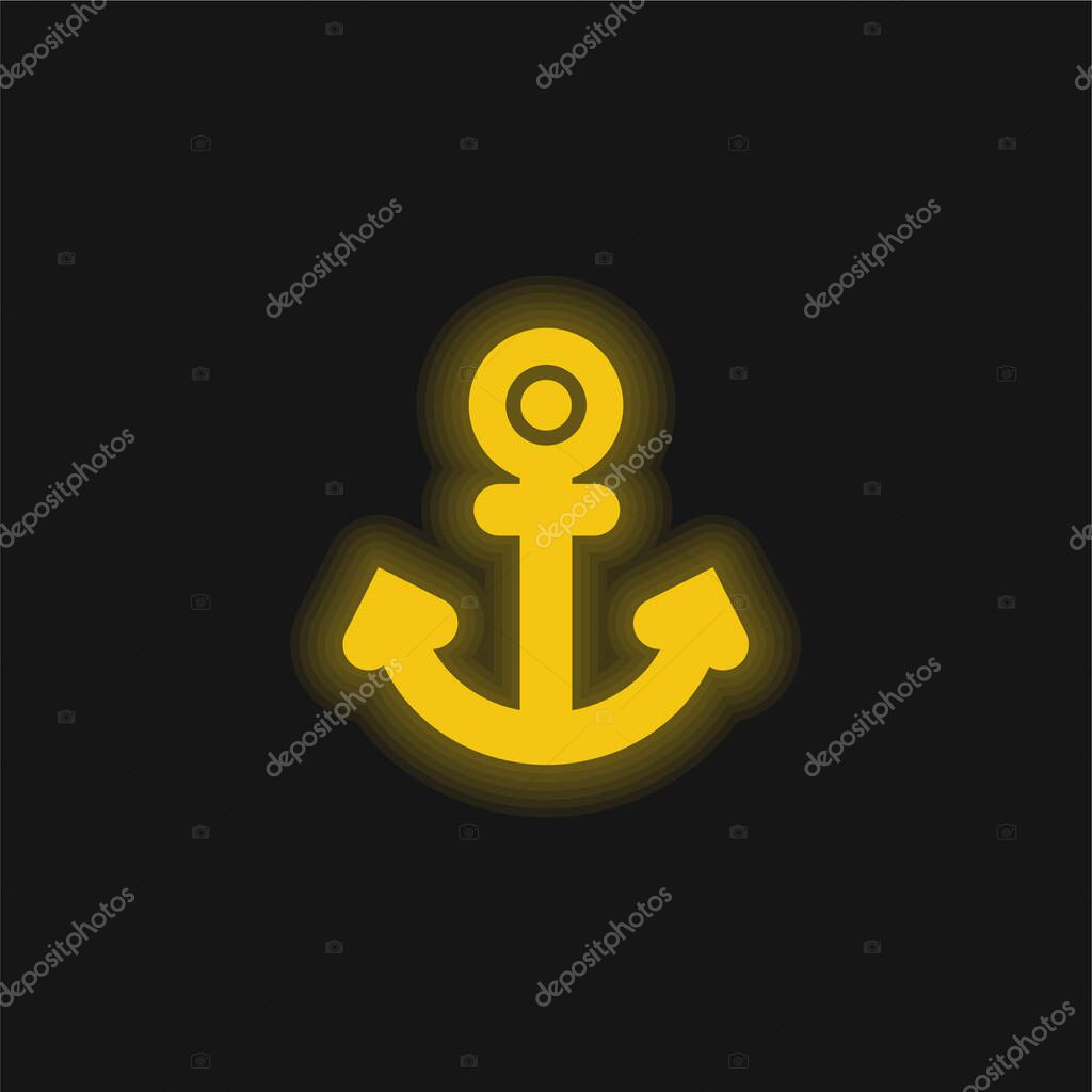 Anchor Tattoo yellow glowing neon icon
