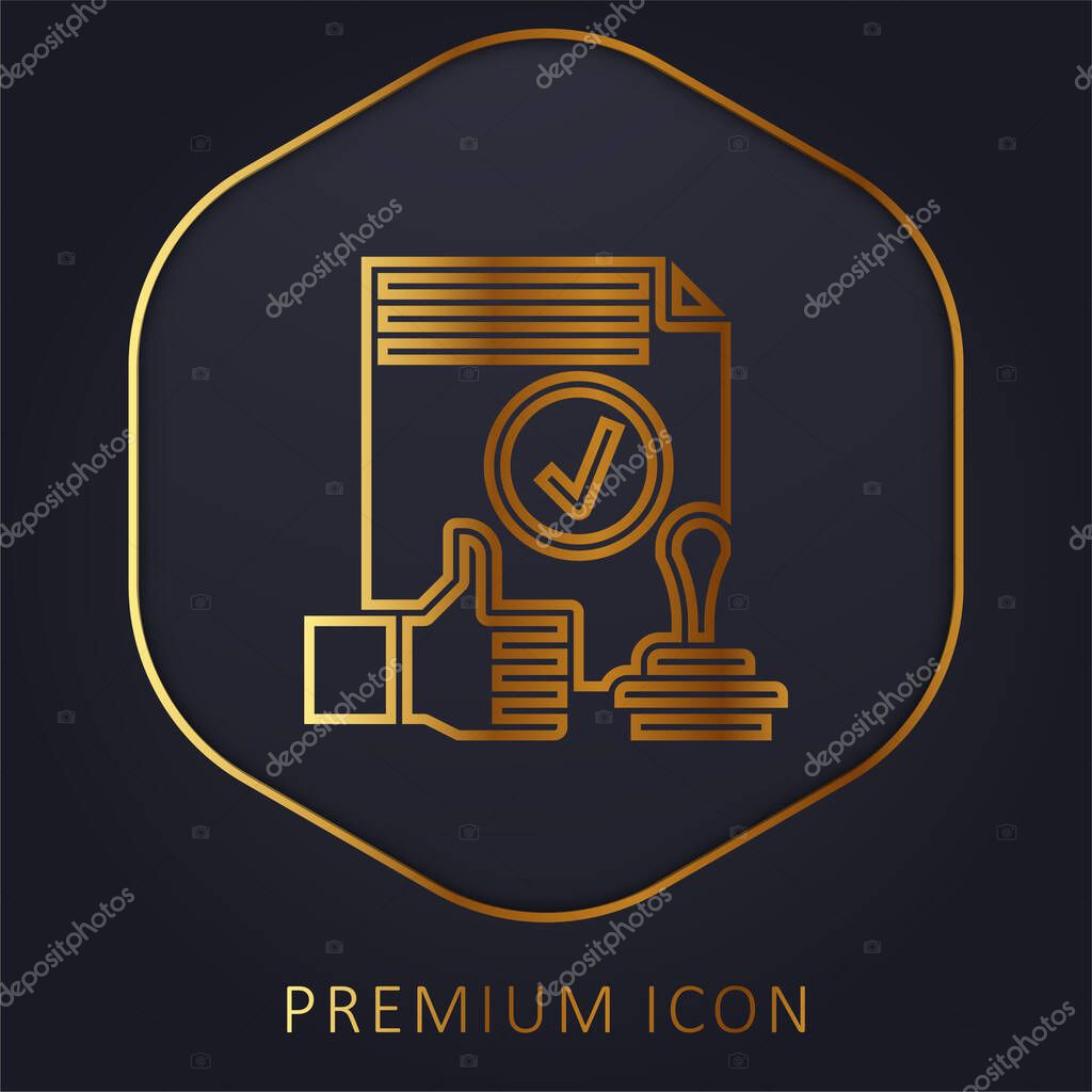 Approval golden line premium logo or icon