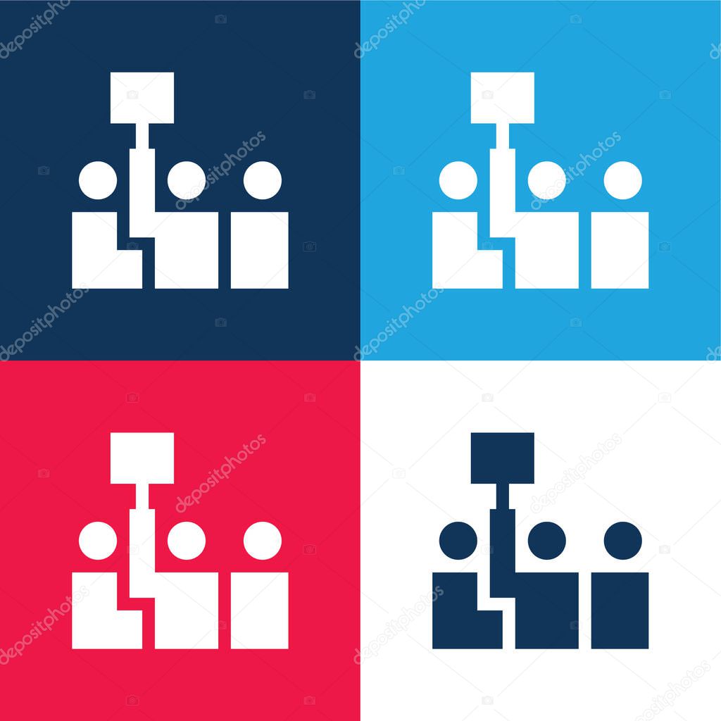 Auction blue and red four color minimal icon set