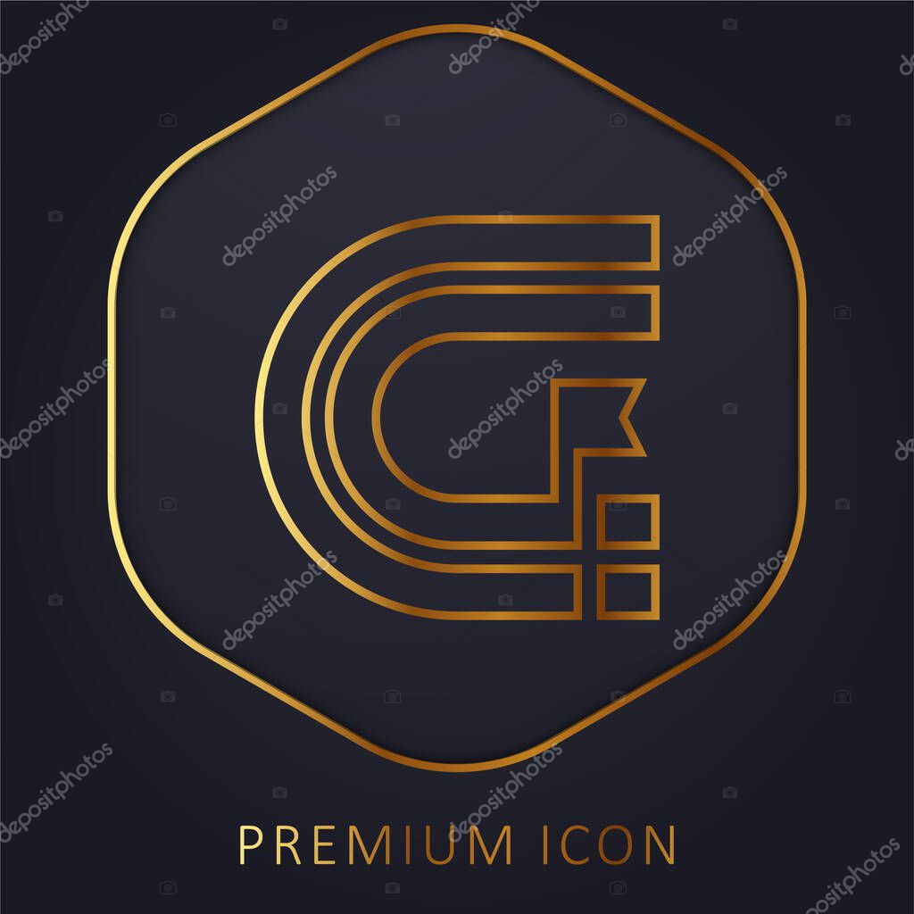 Athletics Track golden line premium logo or icon