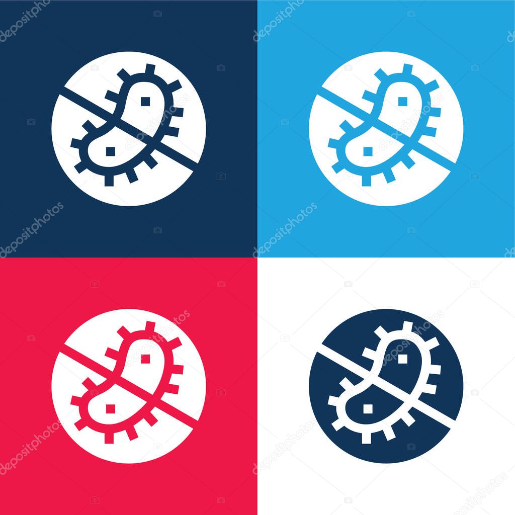 Bacteria blue and red four color minimal icon set