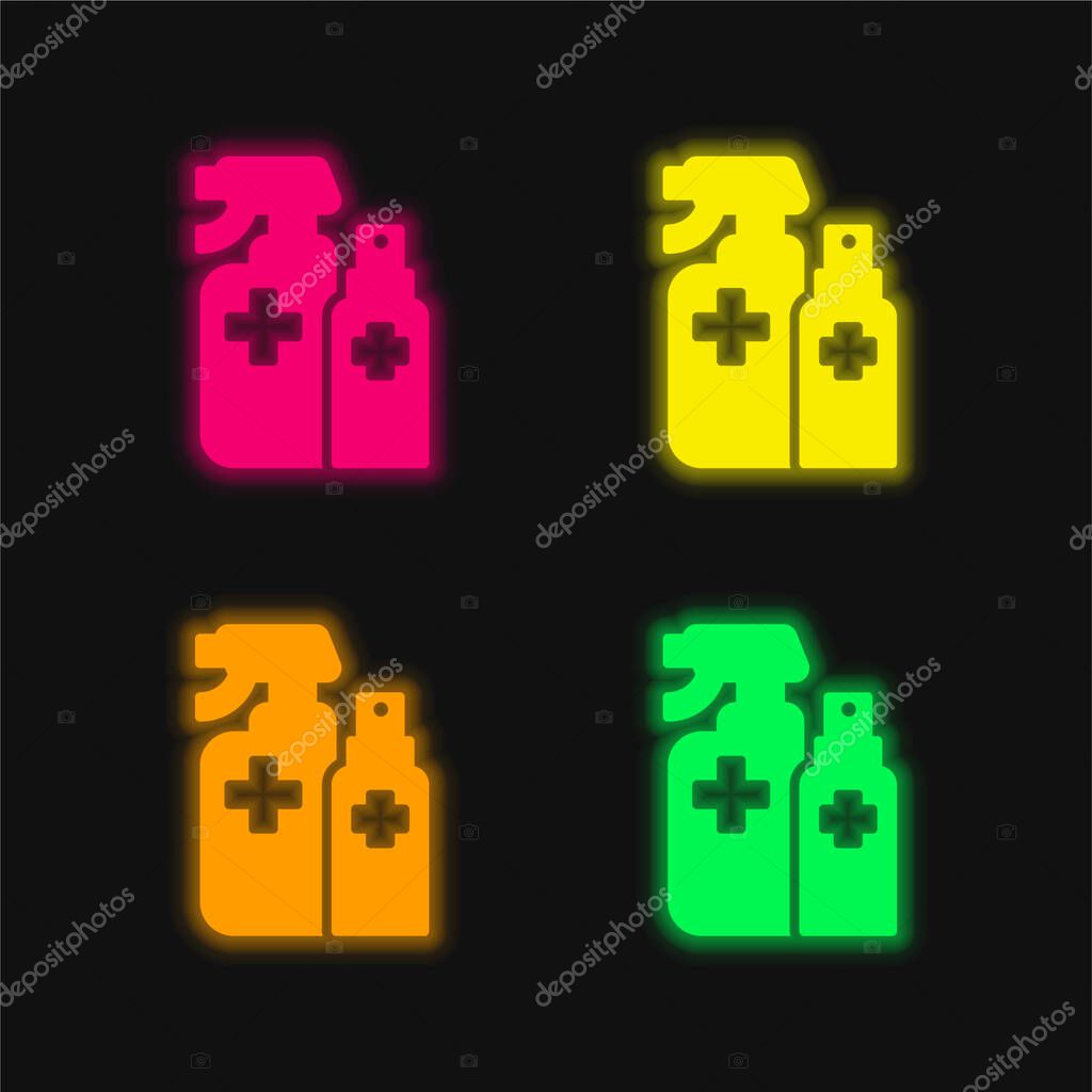 Alcohol four color glowing neon vector icon