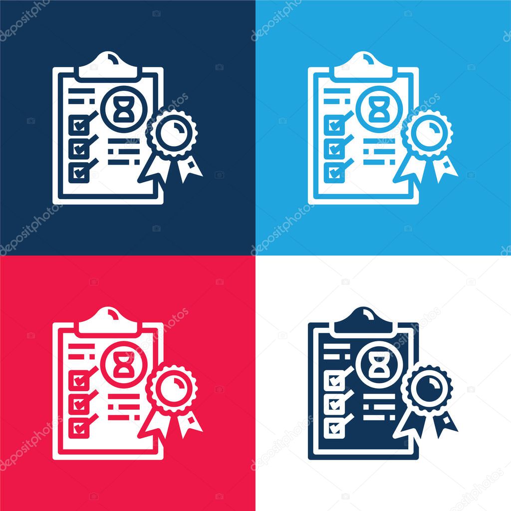 Assurance blue and red four color minimal icon set