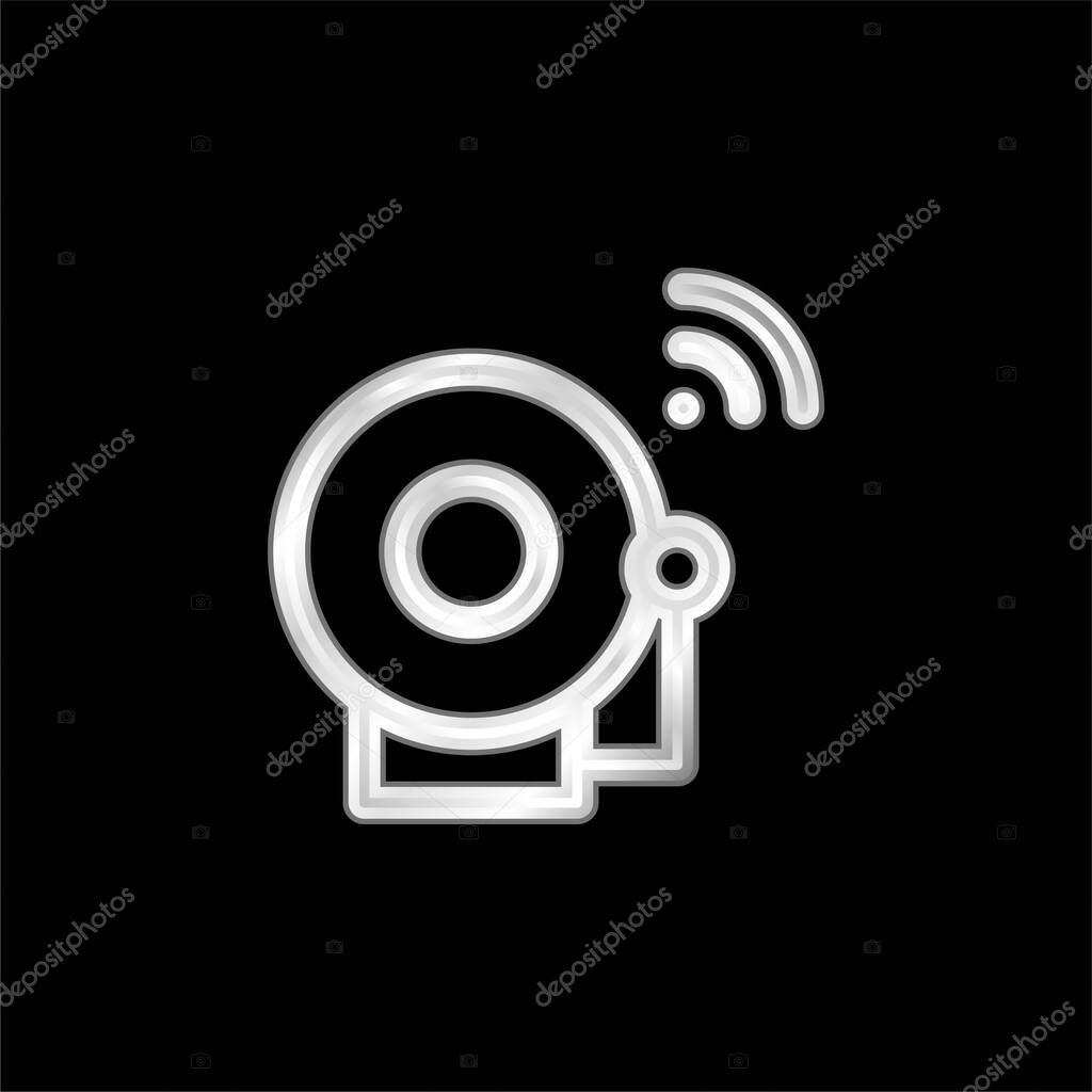 Alarm silver plated metallic icon