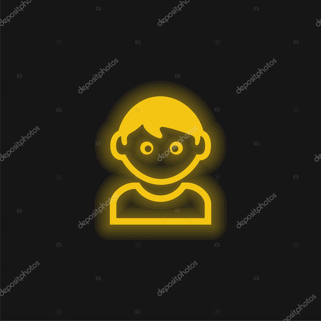 Boy With White T Shirt yellow glowing neon icon