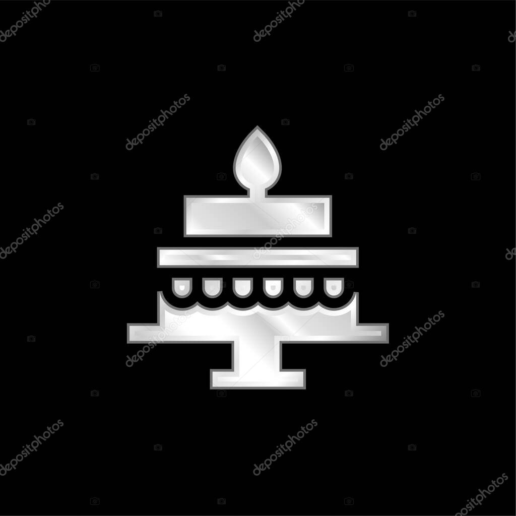 Birthday Cake silver plated metallic icon