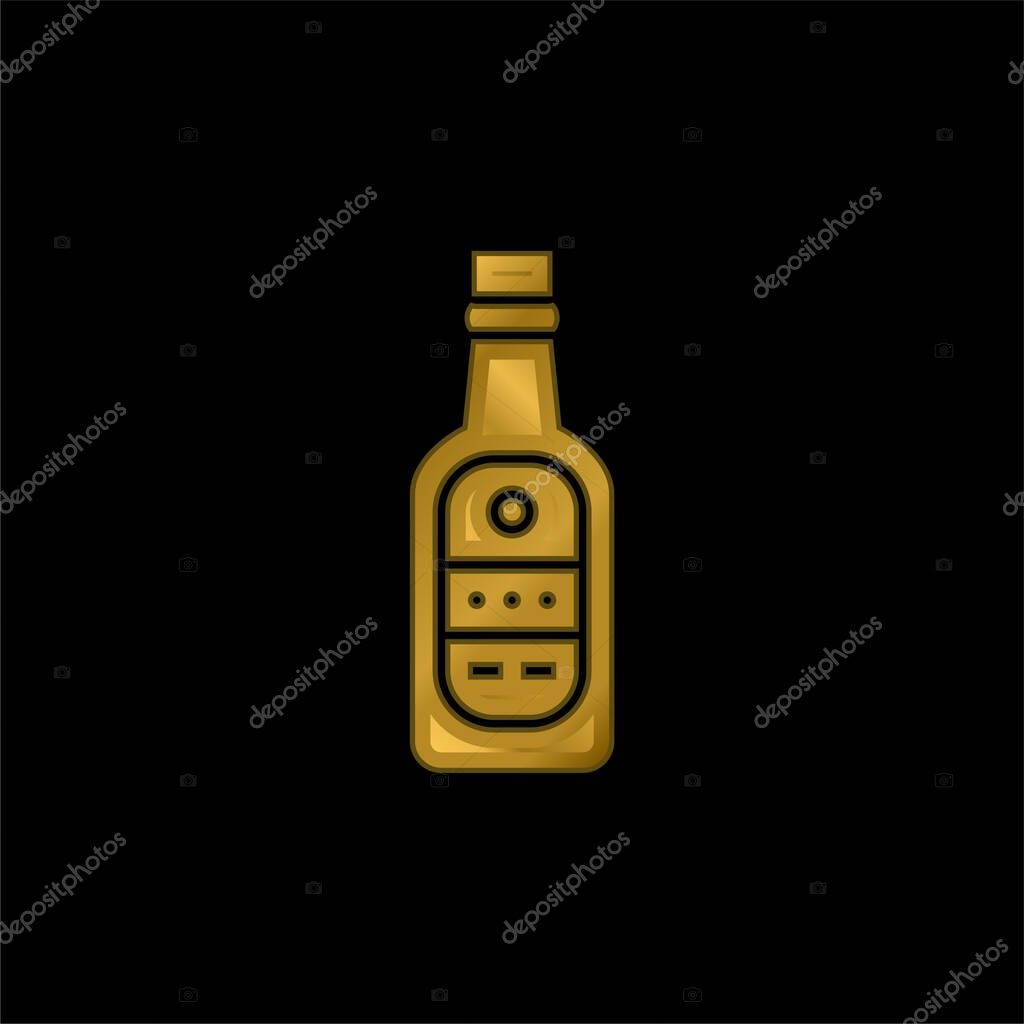 Beer gold plated metalic icon or logo vector