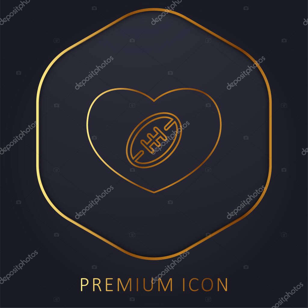 American Football Heart golden line premium logo or icon