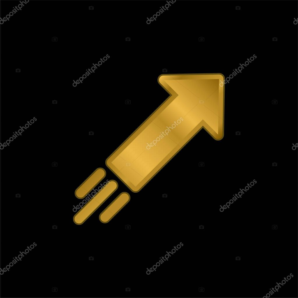 Arrow gold plated metalic icon or logo vector