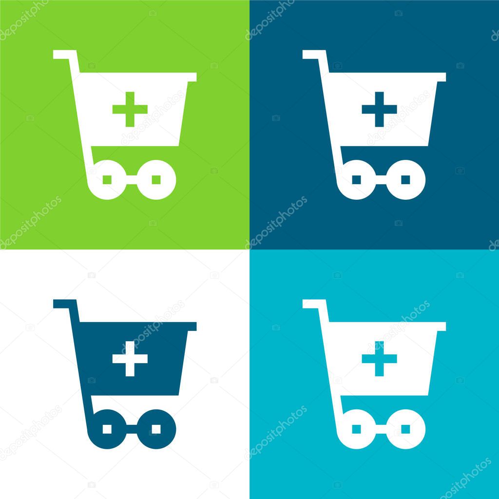 Add To Cart Flat four color minimal icon set