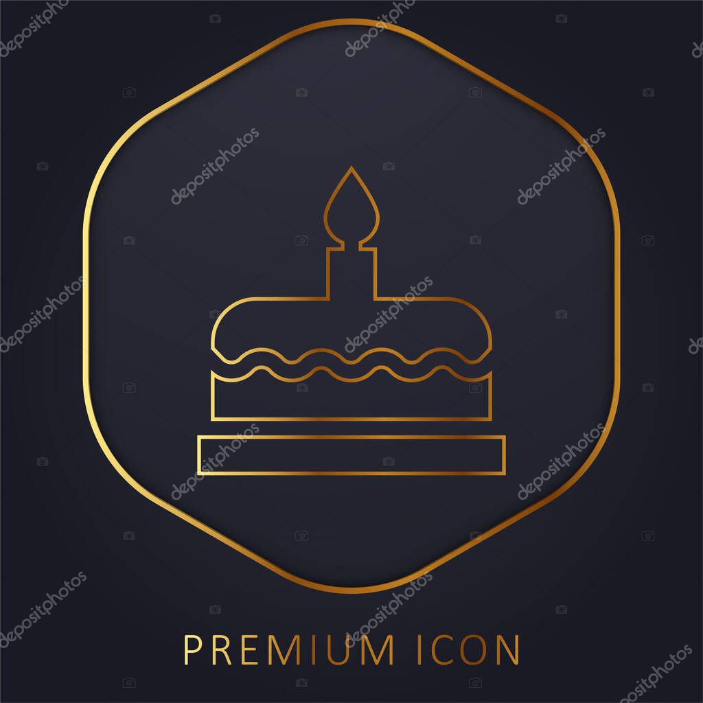 Birthday Cake golden line premium logo or icon