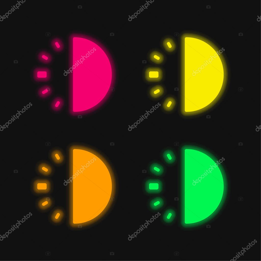 30 Minutes four color glowing neon vector icon