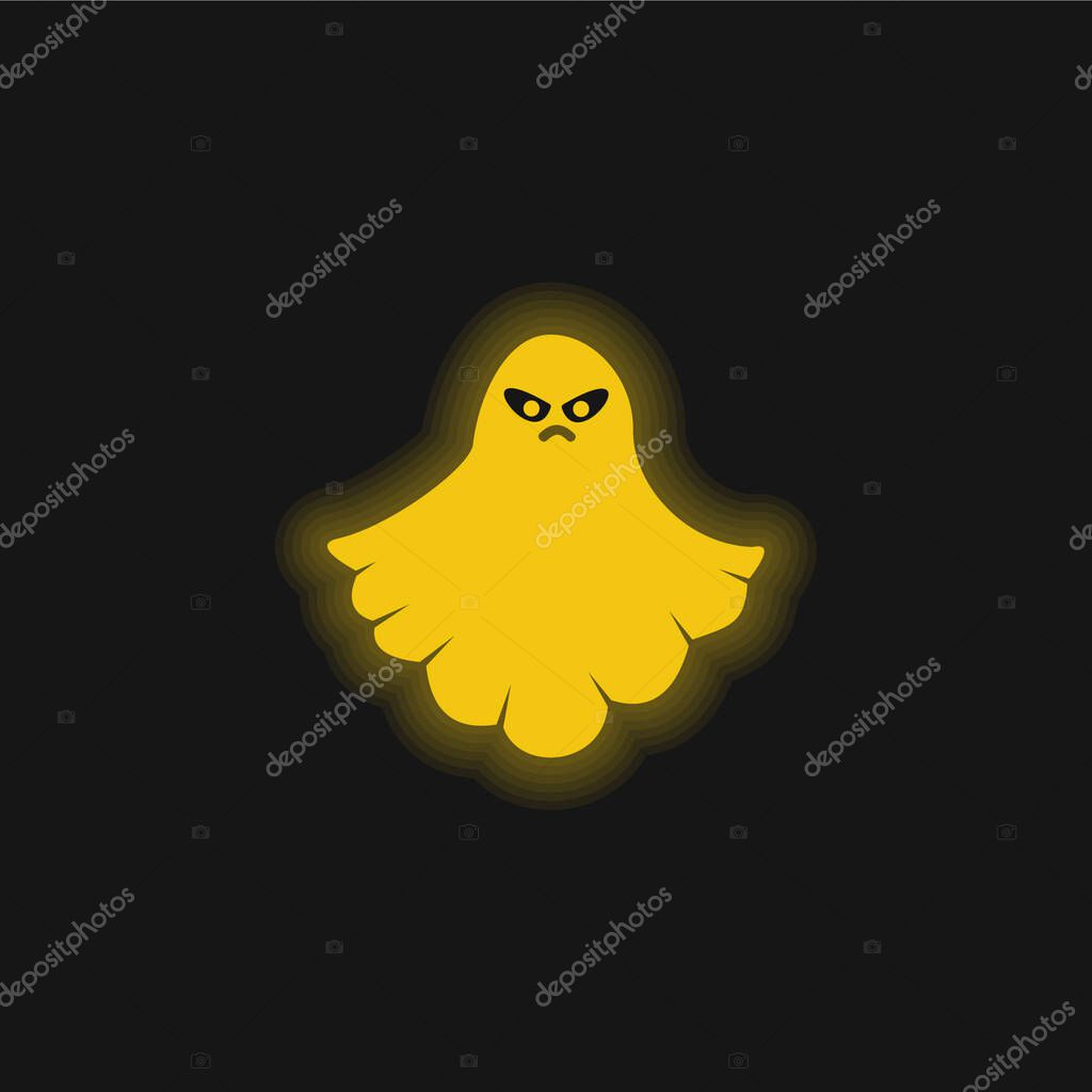 Angry Ghost yellow glowing neon icon
