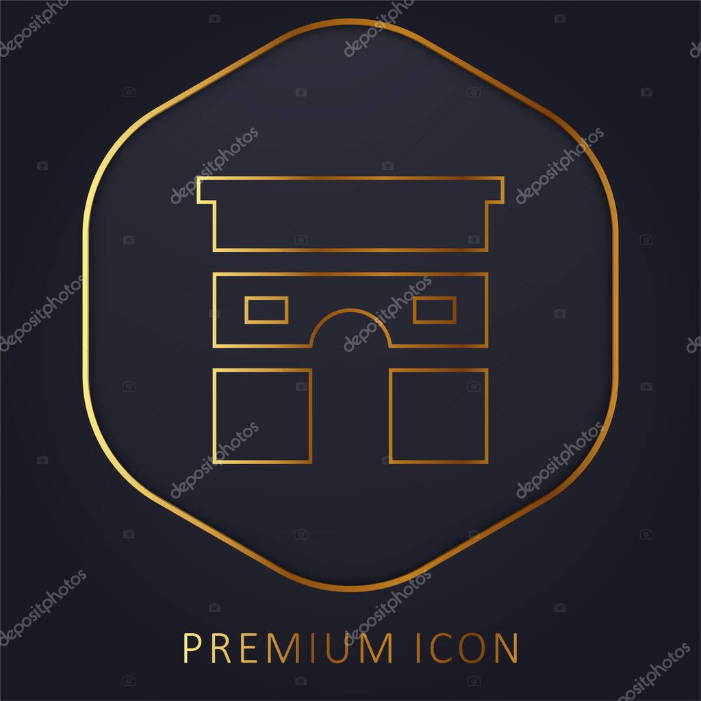 Arc De Triomphe golden line premium logo or icon