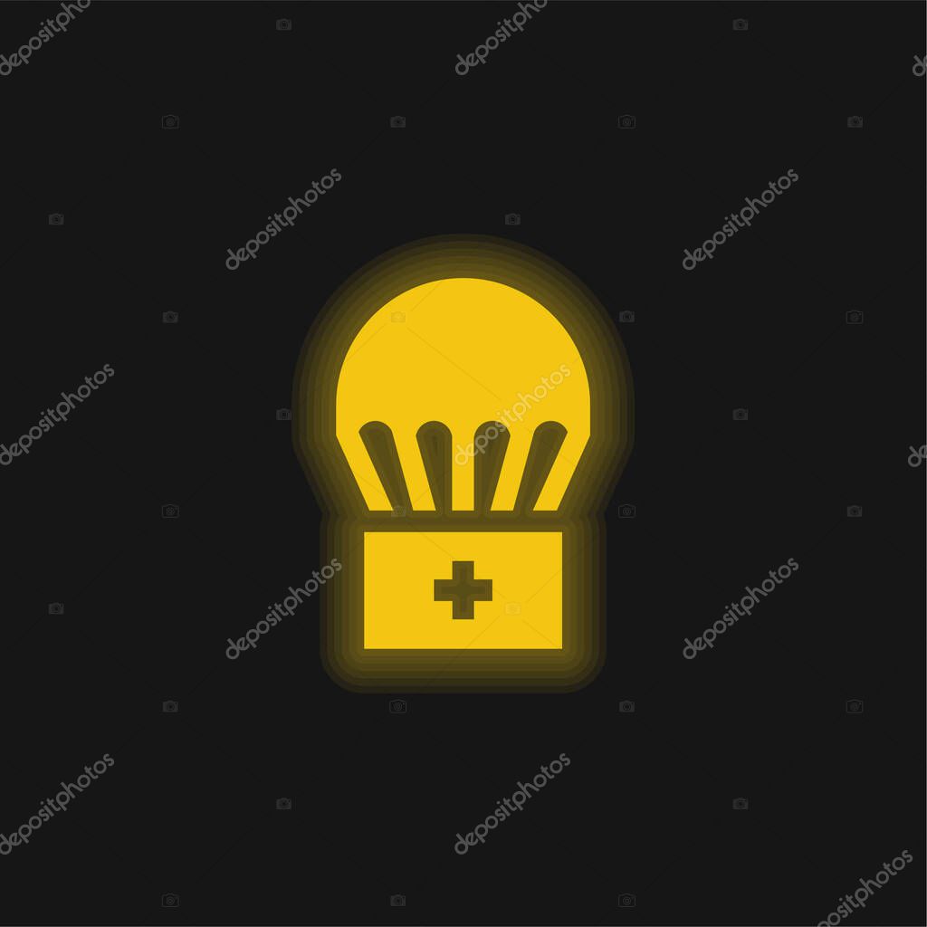 Airdrop yellow glowing neon icon