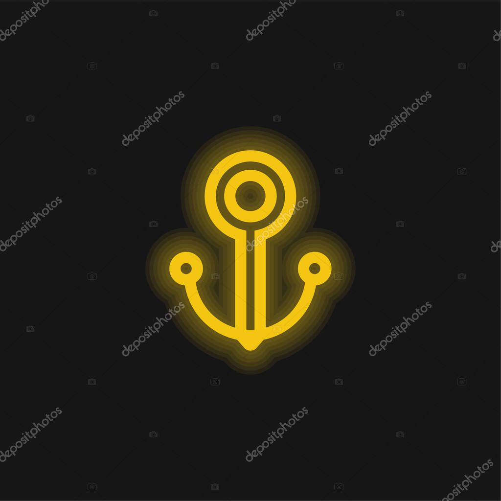 Anchor yellow glowing neon icon