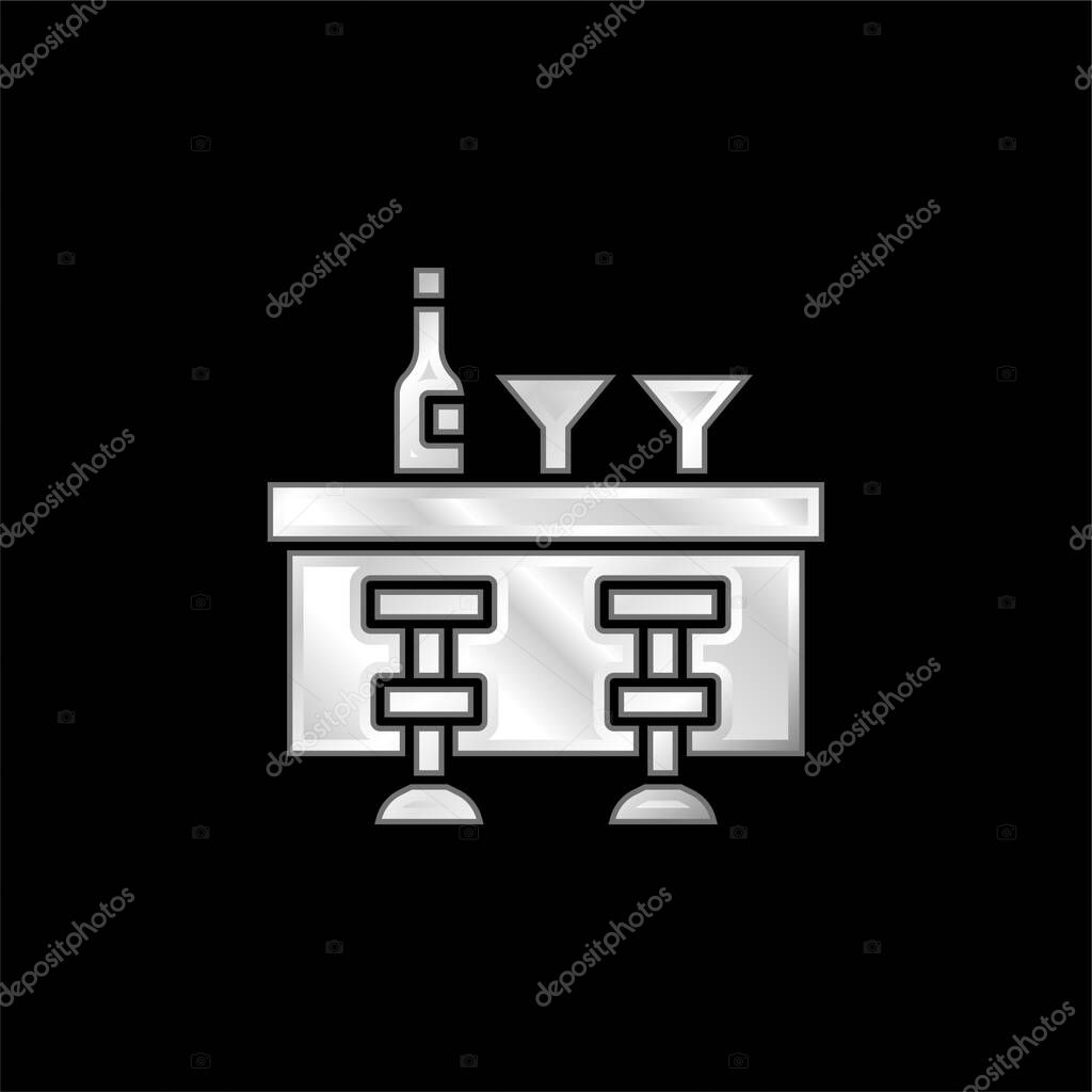 Bar Counter silver plated metallic icon